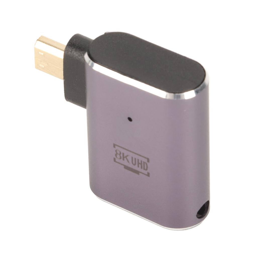 Left Angle HD Female To Micro HD Adapter with LED Light 48Gbps Support 8K Resolution Plug and Play