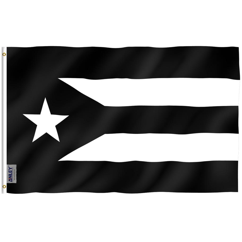 Anley Fly Breeze 3x5 Ft Puerto Rico Black Flag - Puerto Rican Flags Polyester