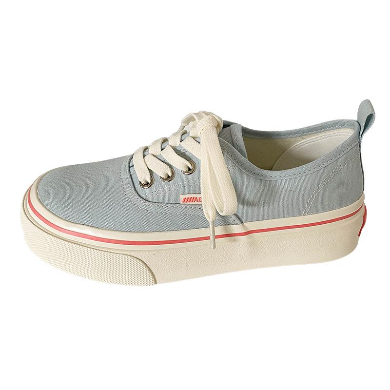 TP368 эластичные шнурки ретро-ботинки на платформе из парусины женские летние новые 2024 популярные туфли для доски универсальные маленькие белые туфли