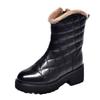Coarse Heel Snow Boots Women's Soft Leather Korean Version Fleece Short Boots Women's Low Heel Medium Boots Winter Thickened Boots Wool Boots