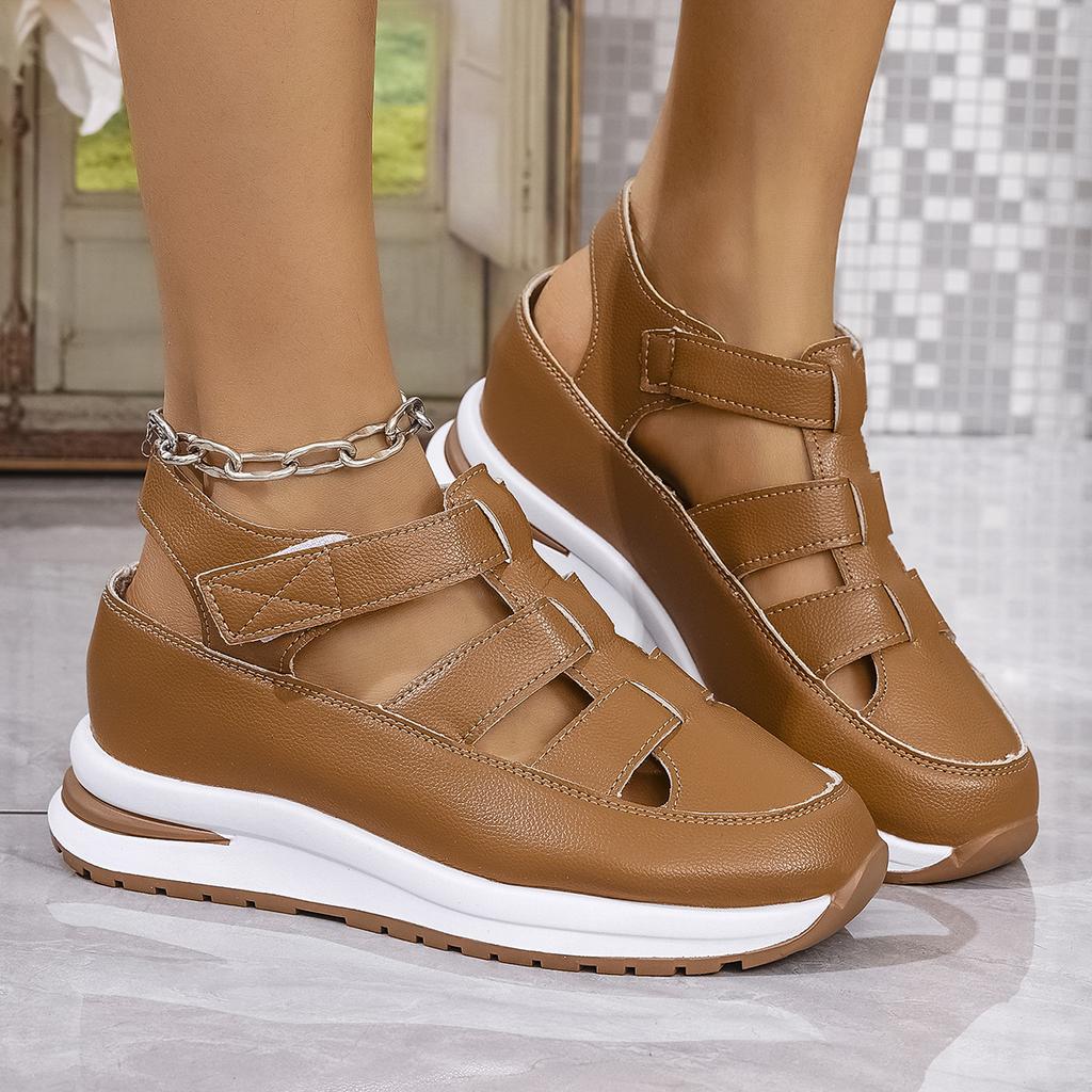 Sports Sandals Women's 2025 Summer New Slope Heel Bag Head Hollow Sandals Foreign Trade Large Size Platform Women's Shoes