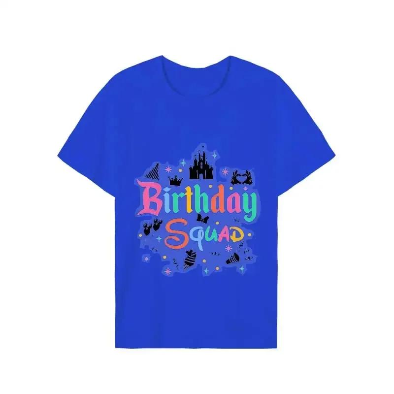 Summer Fashion Unisex T-shirts Birthday Squad Graphic Tees Short Sleeve Streetwear Men Clothes Loose Oversized Harajuku Tops