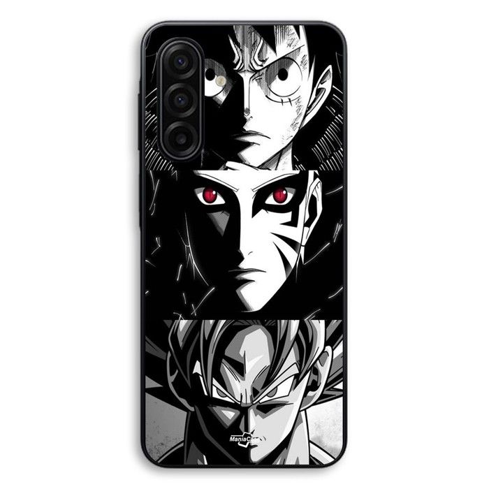 Coque Pour Samsung Galaxy A17 Sangoku Naruto Luffy one piece Dragon Ball Z fond noir et blanc Maniacase