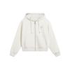 Embroidered Letter Print Hooded Loose Cardigan Sweatshirt Women Tops Off-White AWDT828-1
