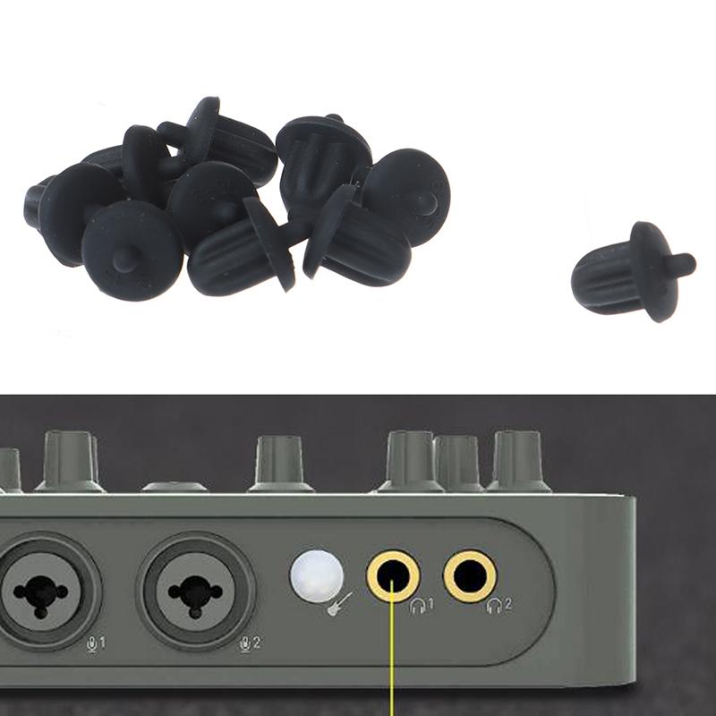 10pcs Black Rubber 6.35mm Dust Cover Audio Jack PC DVD Microphone Socket Dust Cover