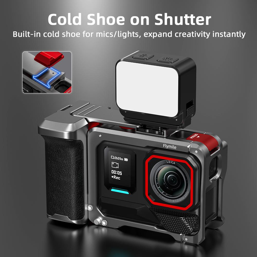 Flymile Ace Pro 2 Комплект ручек-захватов Металлическая клетка для Insta360 Ace Pro 2 Ручка-захват для стрит-фотографии Адаптер для расширения Видеоаксессуар