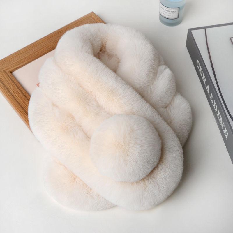 Rex Rabbit Fur Scarf Female Winter Korean Version of Wild Fur Rabbit Fur Collar Student Warm Cute Plush Scarf