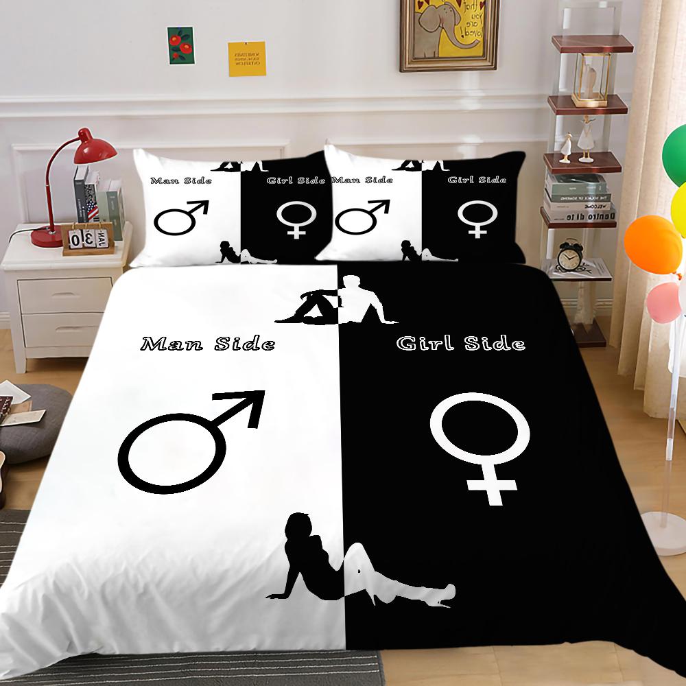 Комплект постельного белья с 3D принтом «Король и королева», пододеяльник на день святого Валентина, наволочка, двуспальная кровать «кинг-сайз», полноразмерный мягкий пододеяльник, покрывала для пары