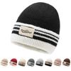 Осень Зима Мужчины Женщины Осень Зима Полосатая Шерстяная Шапка Вязаная Шапка Пуловер Лыжная Шапка