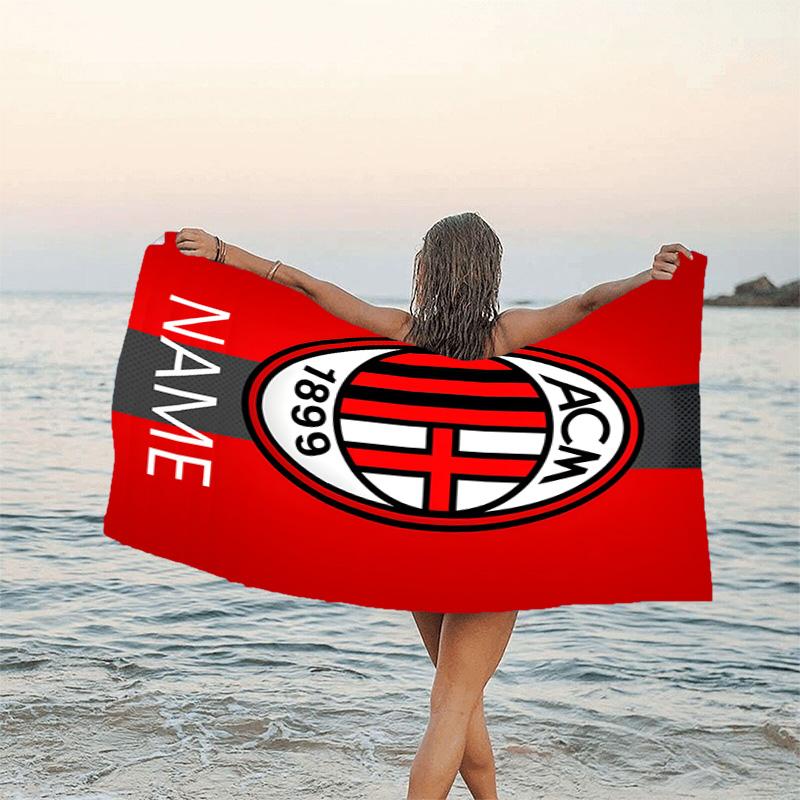1pc Football26 Beach Towel with Custom Name, Beach/Swimming/Bath/Picnic/Camping Towel, Suitable for Seaside Beaches