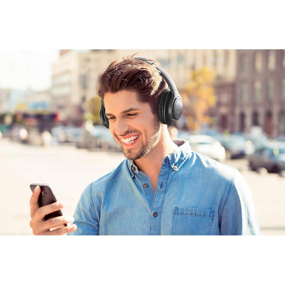 Наушники Audio Technica Ath Sr30bt Bk Беспроводные наушники BlueTooth с микрофоном До 70 часов воспроизведения Черный Ath Sr30bt Bk Черный