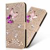 Applicable to iPhone17ProMax colorful butterfly diamond mobile phone case Apple 16 leather case glitter butterfly point diamond protective case
