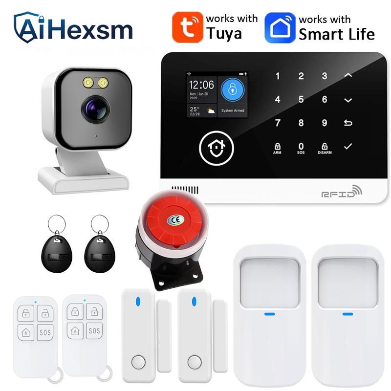 Tuya Smart WiFi GSM Home Security Pet PIR Alarm System RFID APP Control Wireless Solar Siren Outdoor Camera Volume Adjustable
