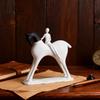 Abstract Man Black White Horse Figurine Modern Minimalist Artistic Horse Statue Resin Sculpture Home
