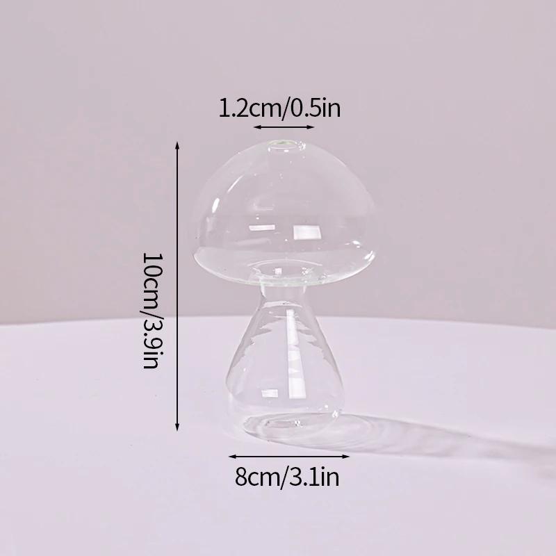Mushroom Glass Vase Transparent Flower Bottle Small Vase Hydroponic Flower Pot Aromatherapy Bottle Office Desktop Ornament
