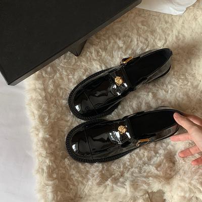 Версия из коровьей кожи~ Французские ретро Мэри Джейн маленькие кожаные туфли женские камелия с золотыми монетами лоферы натуральная кожа одинарные туфли