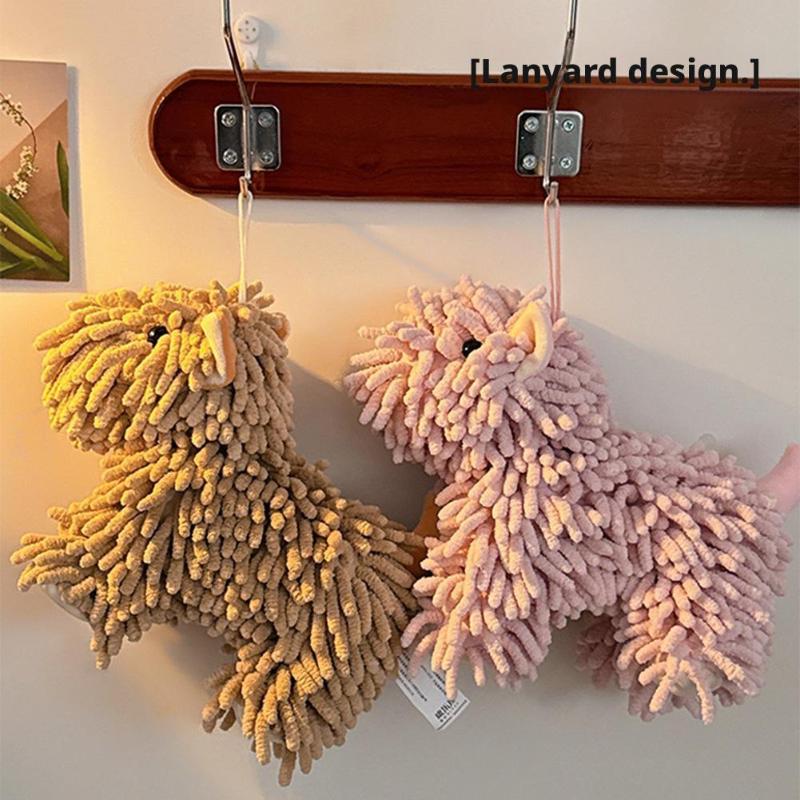 Charming Puppy Cartoon Hand Towel for Kitchen and Bathroom Soft Hanging and Absorbent
