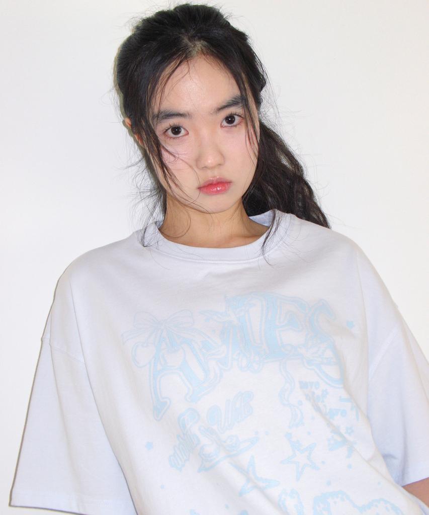 AMES-WORLDWIDE Rabbit Art Drawing Tee Blue