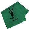 YSL Logo Scarf Rectangle Green Silk Women Used