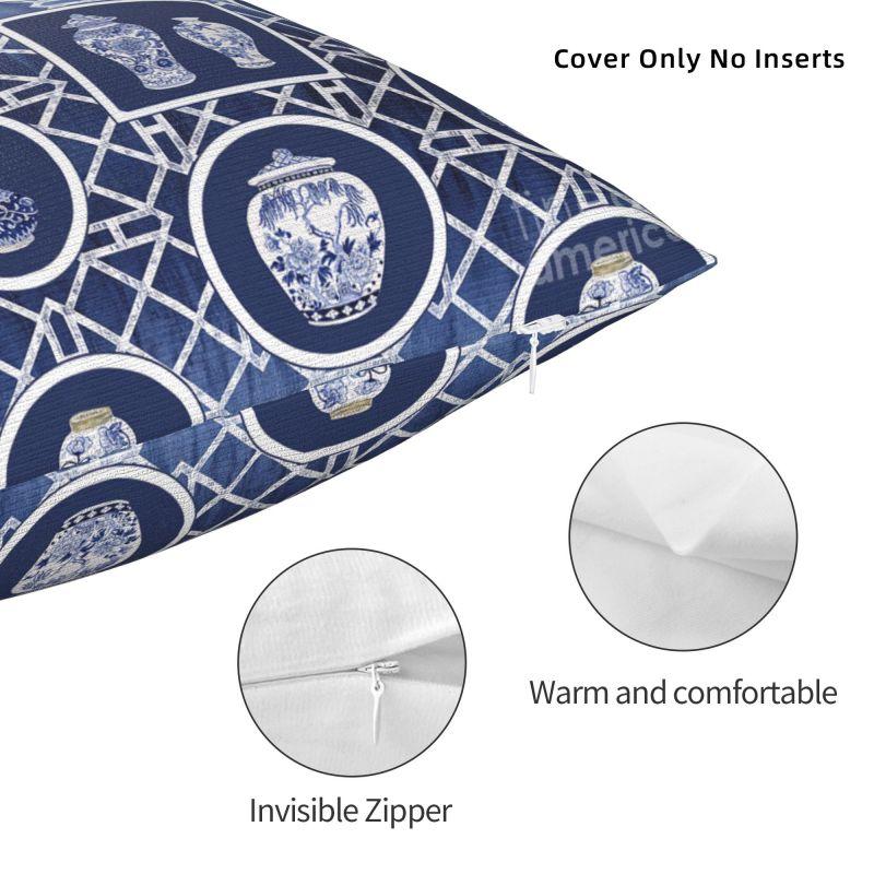 Роскошные шинуазри имбирные банки чехол для подушки в стиле Чиппендей для дивана мягкий винтажный дельфтский синий фарфоровый чехол для подушки украшение
