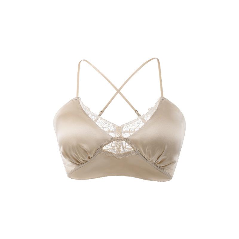Silk suspender bra mmi stretch satin mulberry silk sexy cross-strap underwear