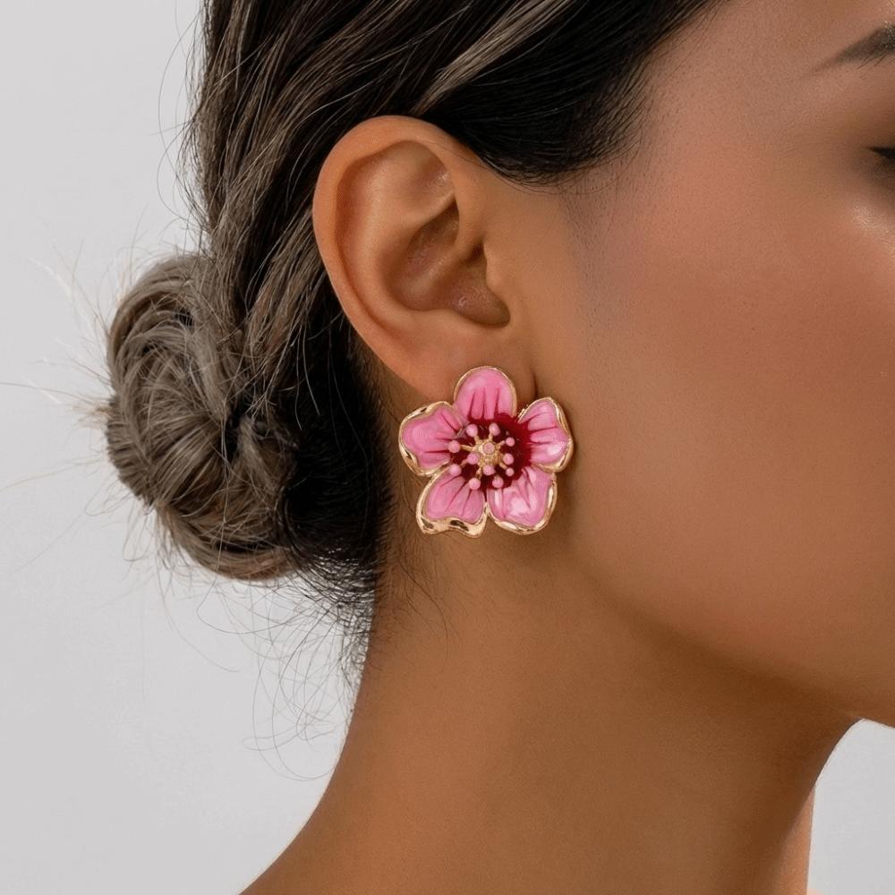 Enamel Floral Stud Earrings Colorful Drop Earrings Sweet Flower Earrings Women