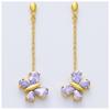 [K2574] - Gold Plated 'Butterflies' Lavender Gold Earrings - 12x45 Mm