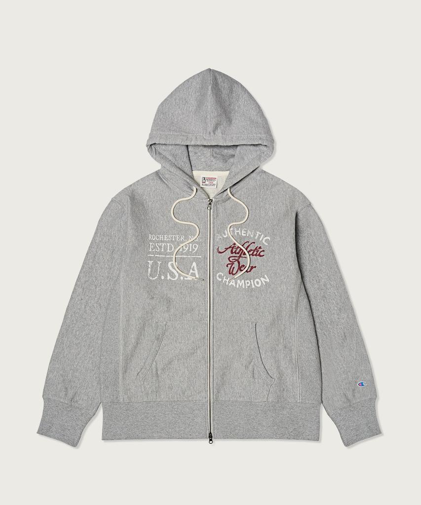 Champion Худи на молнии Heritage Reverse Weave Свободный крой Стирка Серый
