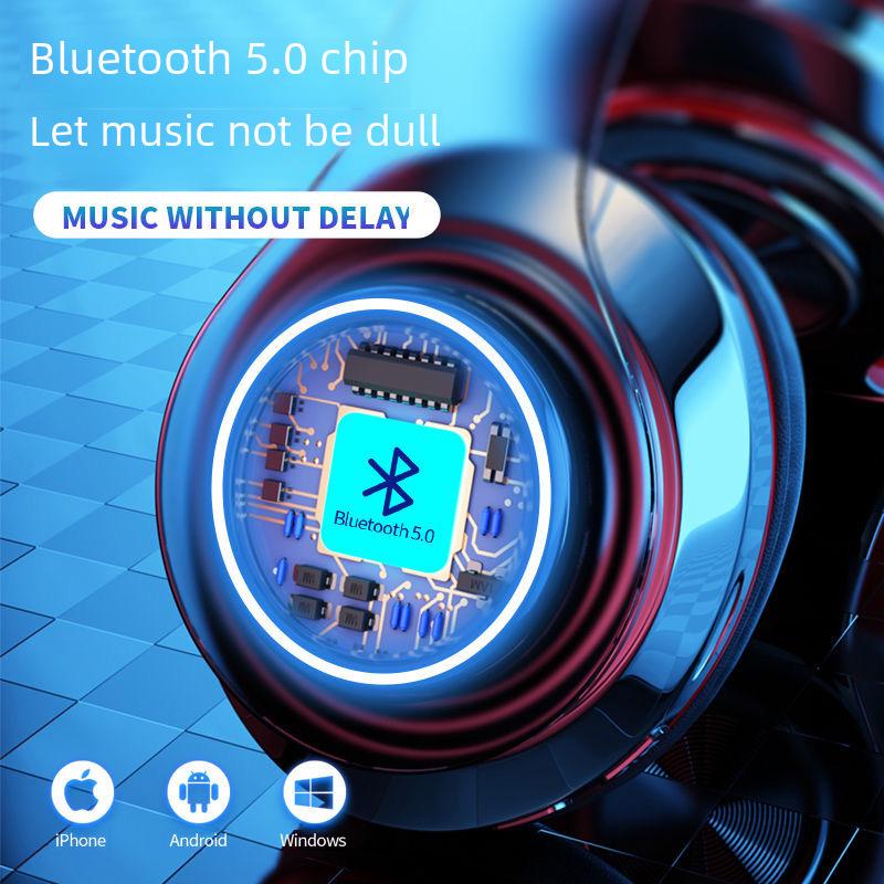 Светящаяся Bluetooth-гарнитура B39: Наголовные, беспроводные, складные, с цветной подсветкой, мощным басовым звуком