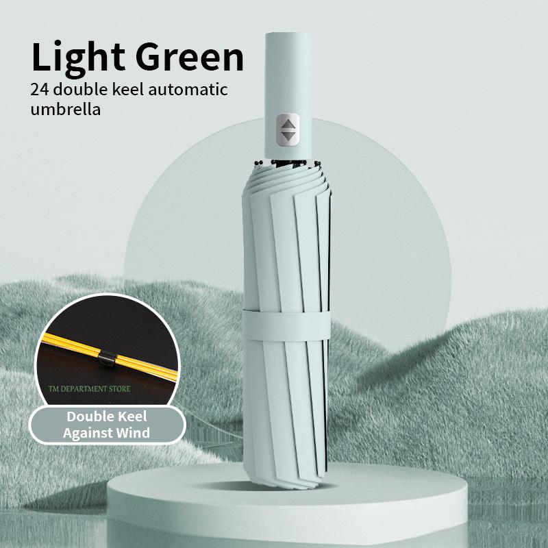 Ветрозащитный зонт с деревянной ручкой, полностью автоматический, большой, 3 складных, двойные ребра, защита от ультрафиолета, для путешествий, дождя, мужчин, женщин, подарок, 32 кости