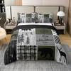 Erosebridal Hunting Deer 100% Cotton Duvet Cover Queen Size for Boys Rustic Farmhouse Bedding Set Bear Adventure Themed Comforter Cover West
