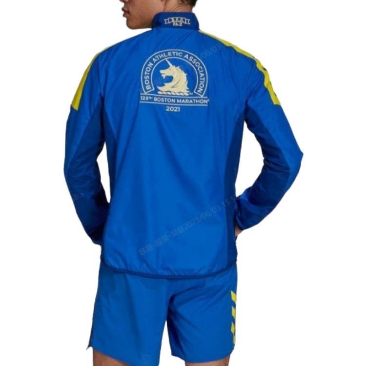 adidas 2021 Boston Marathon Windbreaker Jacket 'Blue' Men's GQ8331