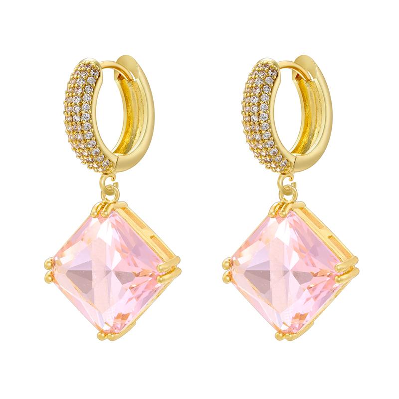 Diamond-Shaped Charm Pendant Earrings Dazzling Transparent Zirconia Statement Earrings Party Jewelry :VE1170