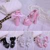 1 Pair PU Doll's Shoes Pearl Dress Up Doll Shoes Bowknot High Heels 1/3&1/4 BJD Dolls