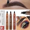 Карандаш для бровей с четырьмя раздвоенными головками Водостойкий стойкий жидкий карандаш для бровей Натуральный трехмерный Дикий карандаш для бровей Женский модный макияж