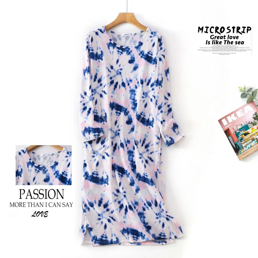 Plus Size Multi Colors Women Printing Nightdress for Spring and Autumn Long Sleeve Ladies Cute Sleepwear Long Style Nightgown