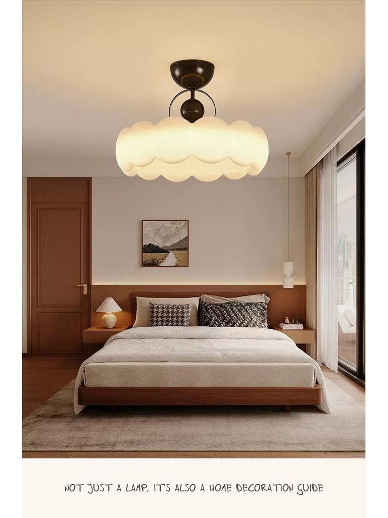 Pre-owned Retro Round Walnut Wood Chandelier for Bedroom or Study - Eye-Protection Ceiling Light