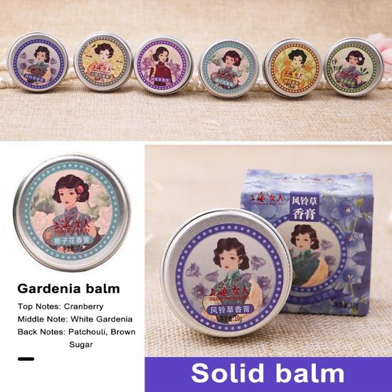 Solid Perfume Chinese Style Body Aroma Balm Long-lasting Jasmine Freesia Osmanthus Natural Flower Fragrance Portable Solid Balm Deodorant Supplies