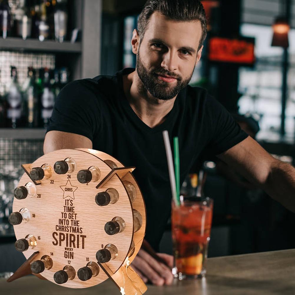 Рождественский Адвент-календарь, обратный отсчет, 24 деревянных рождественских мини-держателя для алкоголя, подставка для винных бутылок, украшения, подарки