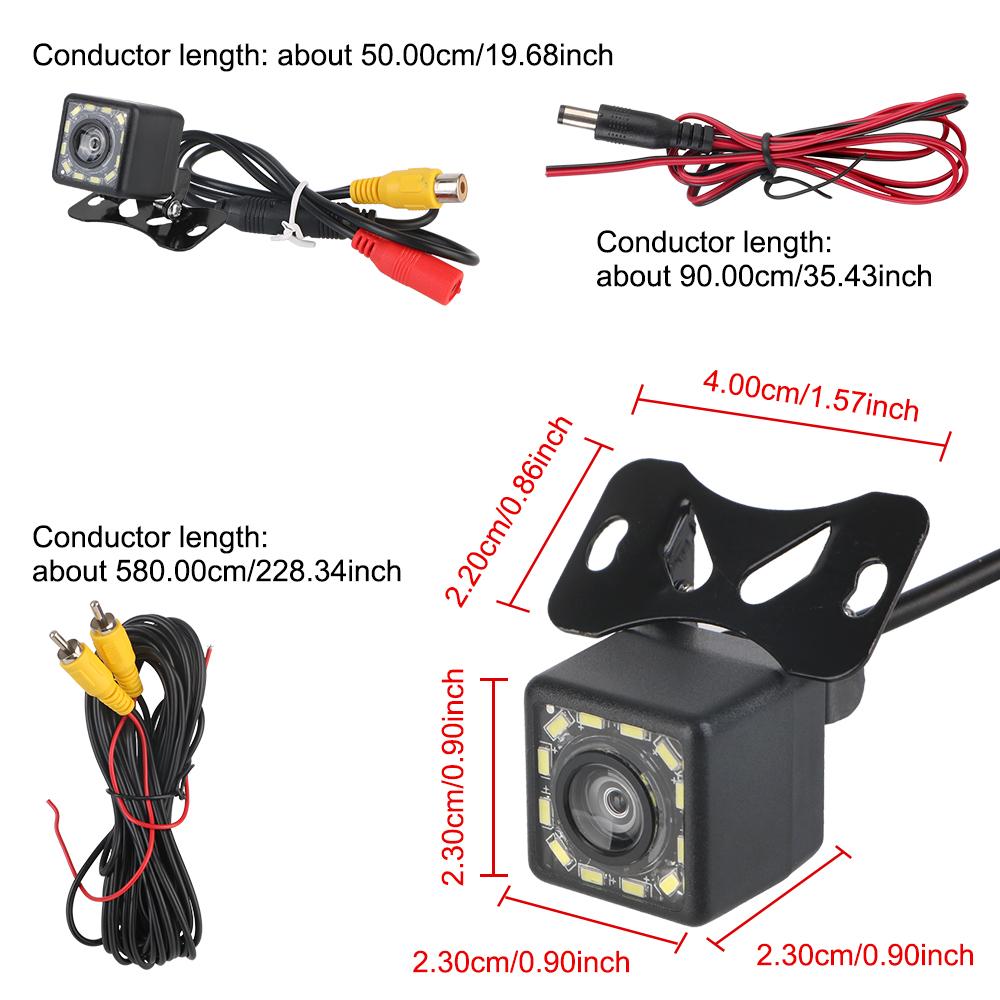 Автомобильная камера заднего вида IP68 Водонепроницаемый CCD чип Реверсивный мониторинг парковки 12 светодиодов ночного видения 170 градусов высокой четкости