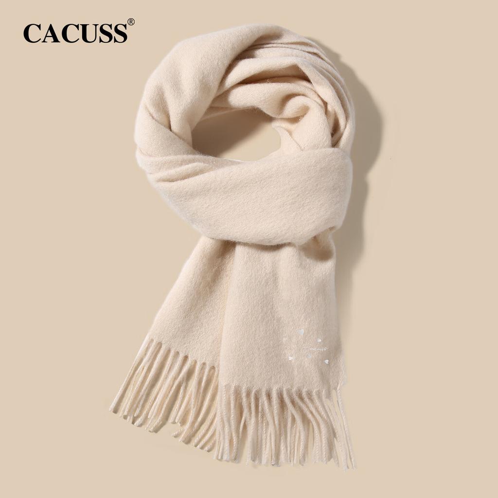CACUSS Pure Wool Scarf for Women Autumn Winter Shawl Warm Neck Warmer Gift for Girls New Year Zodiac Birthday Gift Box Set