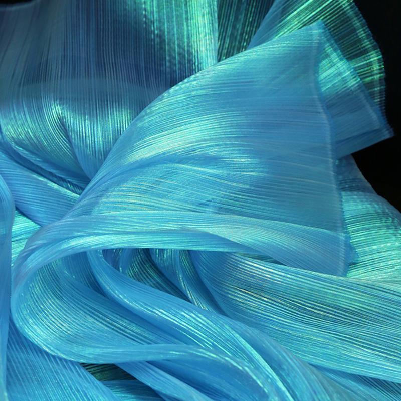 Organza Mermaid Pleated Fabric Ruffled Tull Wedding Photography Background Stage Decoration for Costume Party Dress Sewing Craft
