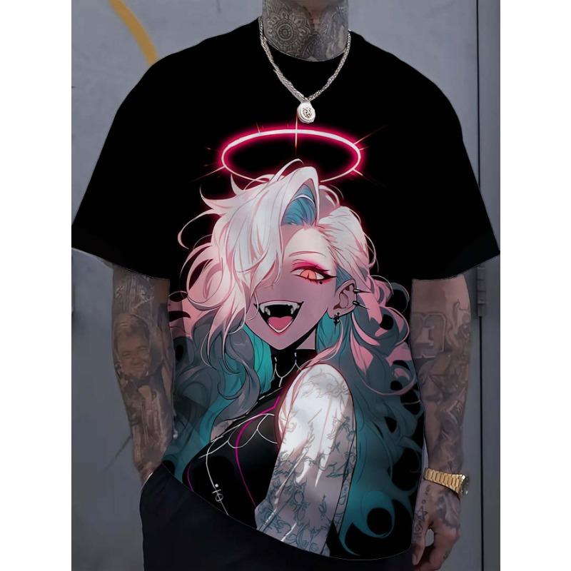 Футболка с рисунком девушки-татуировки из мультфильма, 3D-принт, мужская, большой размер, толстовка для мужчин, Bad Girl Harajuku, короткий рукав, футболка