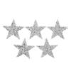 5 Pcs Star Iron On Patches 6cm Silver Resin Shiny Rhinestone Five Pointed Star Hot Melt Adhesive Iron On Patches DIY