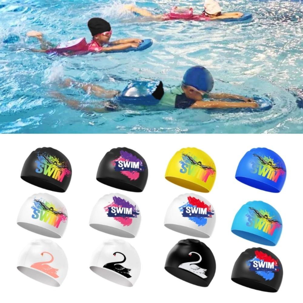 Hair Elastic Silicone Letter Silicone Swimming Hat Letter Swim Cap Elastic Diving Hat Swimming Caps