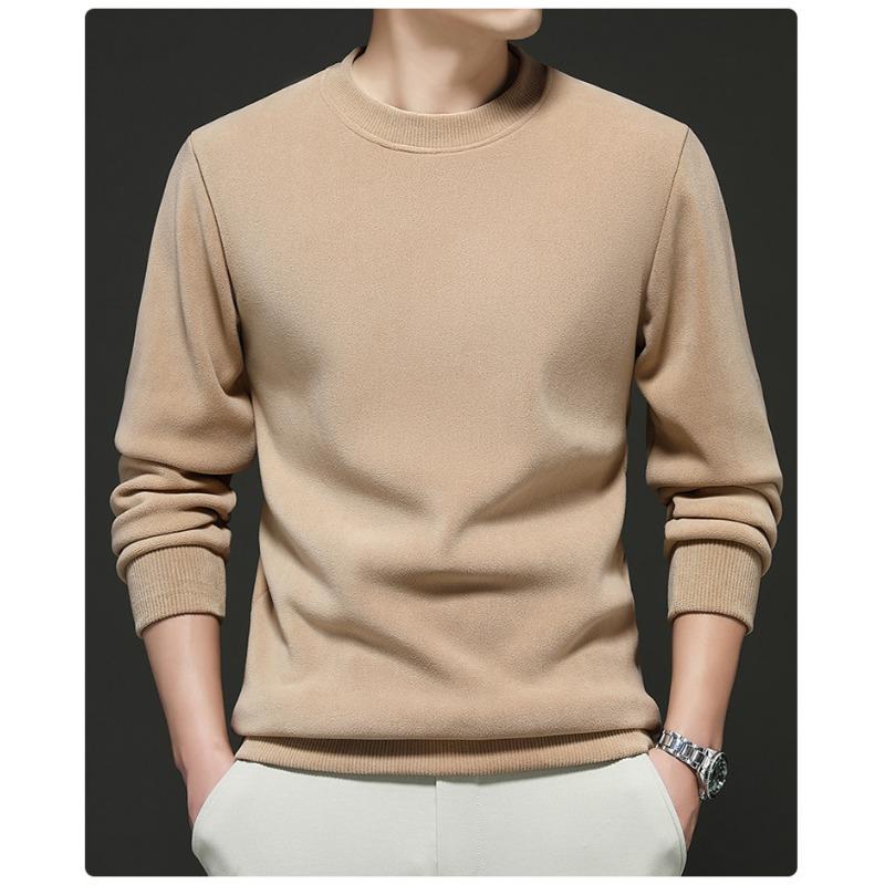 Men S Fleece Thick Crew Neck Solid Casual Pullover Sweatshirt