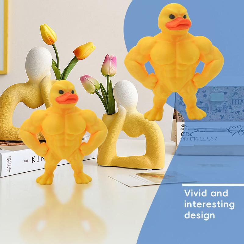 Originality Ornament Desktop Muscular Little Yellow Duck Stress Toy Relieving