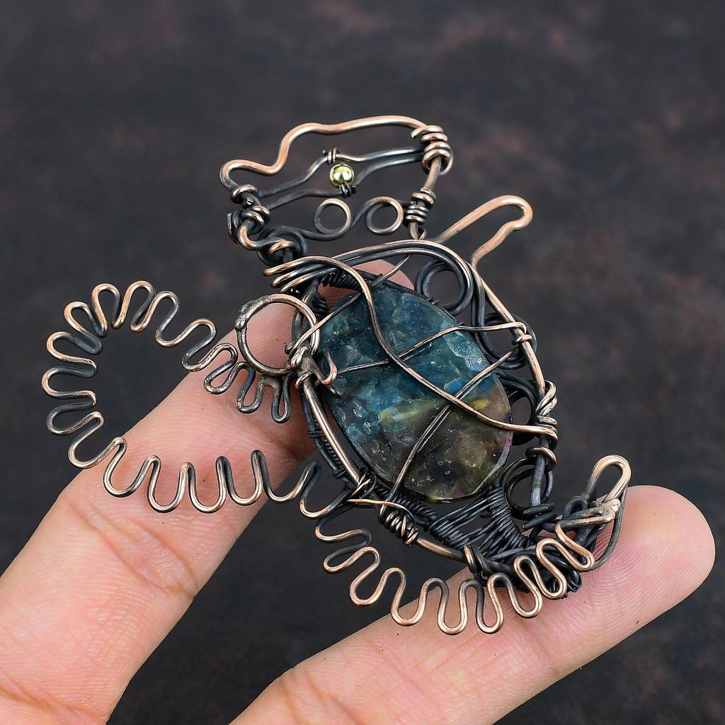 Подвеска с арбузным турмалином, медная проволока, обернутая драгоценным камнем, подвеска с кроликом, ювелирное изделие ручной работы, очень красивая медная бижутерия, подарки для жены