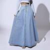European & American Retro Single-Breasted Denim A-Line Skirt for Women