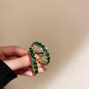 Green Zircon Hoop Earring C Shape Luxury Exaggerate Women's Earrings Geometric Shining Big Earings Jewelry Party Gift